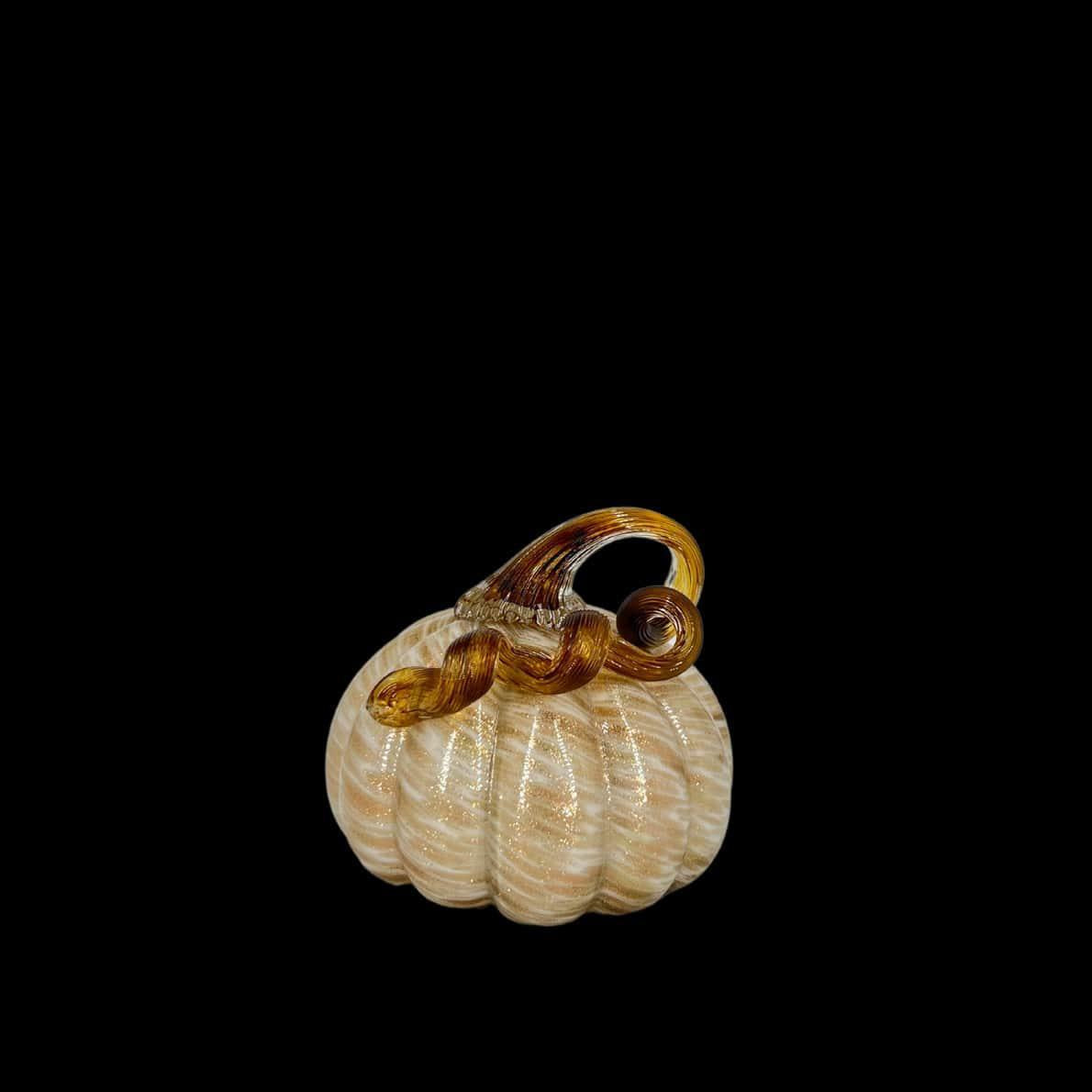 Cream and Gold Swirl Glass Pumpkin